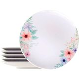 Kit Jogo De Prato Raso Jantar 6pçs 6 Pessoas Floratta 28cm