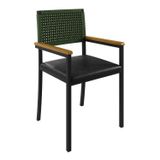 Cadeira Para Sala De Jantar Com Braço Madri Preto/verde