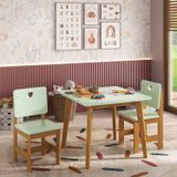 Conjunto Infantil Sofia Mesa + 2 Cadeiras Verde/ Mel - Madeira De Pinus / Mdf Verde/mel
