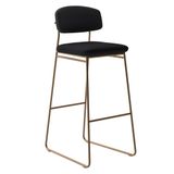 Banqueta Alta Para Bancada Sala De Jantar Encosto E Assentos Estofados Linha Jaraguá. Dourado/ Duna Preto