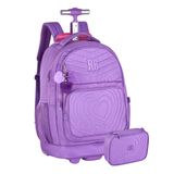 Kit Mochila Rodinhas Rebecca Bonbon Com Estojo Box - Roxo
