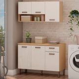 Lavanderia Modulada 2 Peças,1 Armário Aéreo E 1 Balcão 120cm Essência 100% Mdf Freijó