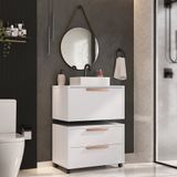 Conjunto Gabinete Para Banheiro Com Rodízio, Cuba E Espelho Kyoto 60 Branco