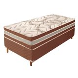 Box Solteiro Samambaia 42x88x188cm com Colchão Solteiro Molas Ensacadas Samambaia 30x88x188cm Rustico Cerejeira