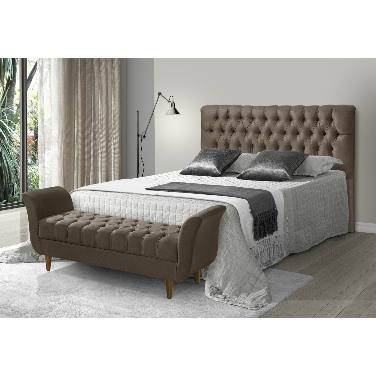 Cabeceira Para Box Casal 140x130cm Iasmin Marrom