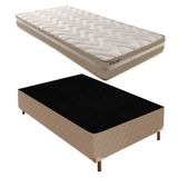 Box Solteiro Florença 42x88x188cm com Colchão Solteiro Unique D33 Plus Duoface 14x88x188cm Rustico Bege