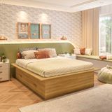 Cama Infantil Casal Com 4 Gavetas Gades Yescasa Freijó