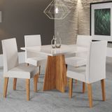 Mesa De Jantar Quadrada Columbia Com Tampo Em Mdp 90x90 Sem Vidro E 4 Cadeiras Venus Em Mdp/mdf Mel/blonde/ Marfim