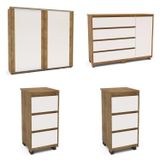 Quarto Casal Completo Roupeiro 2 Porta Cômoda 4 Gavetas 1 Porta 2 Mesa Cabeceira 3 Gavetas Freijó