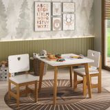 Conjunto Infantil Sofia Mesa + 2 Cadeiras Madeira De Pinus / Mdf Branco /mel