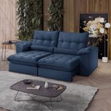 Sofá Retrátil Reclinável Molas Ensacadas Chicago 250 Cm Azul