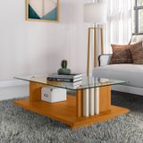 Mesa De Centro Para Sala De Estar Retangular Frizz Cinamomo/off White