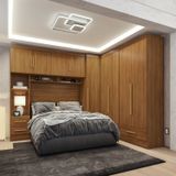 Quarto Modulado Casal Completo 4 Peças 5 Portas 4 Gavetas Com Maleiro Smart Plus Cinamomo