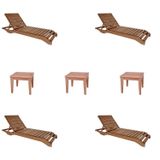 Conjunto 4 Espreguiçadeiras E 3 Mesinhas De Centro Para Jardim Em Madeira Maciça Madeira