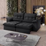 Sofá Retrátil Reclinável Molas Ensacadas Chicago 250 Cm Preto