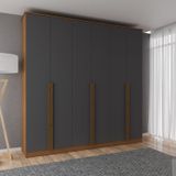 Guarda Roupa Casal 231x230cm 6 Portas 3 Gavetas Haia Carvalho Vermontt/grafite