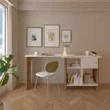 Escrivaninha Artely Flexível Com Tampo Rotativo E Nichos Com Porta Nomad Cor Cinamomo Com Off White