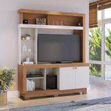 Estante Home Para Tv Até 50 Polegadas 2 Portas Valença Móveis Freijó / Off White