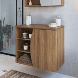 Gabinete De Banheiro Suspenso 70cm Laura Com 1 Porta E 2 Prateleira Sem Cuba Mel
