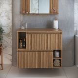 Gabinete De Banheiro Suspenso 75cm Luiza Com 2 Portas Basculante Sem Cuba Mel