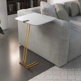 Mesa De Apoio Para Sofá Branca Com Base Em Metal Branco