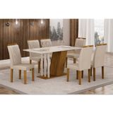 Conjunto Sala De Jantar Com 6 Cadeiras Miami Yescasa Freijó/off White/palha