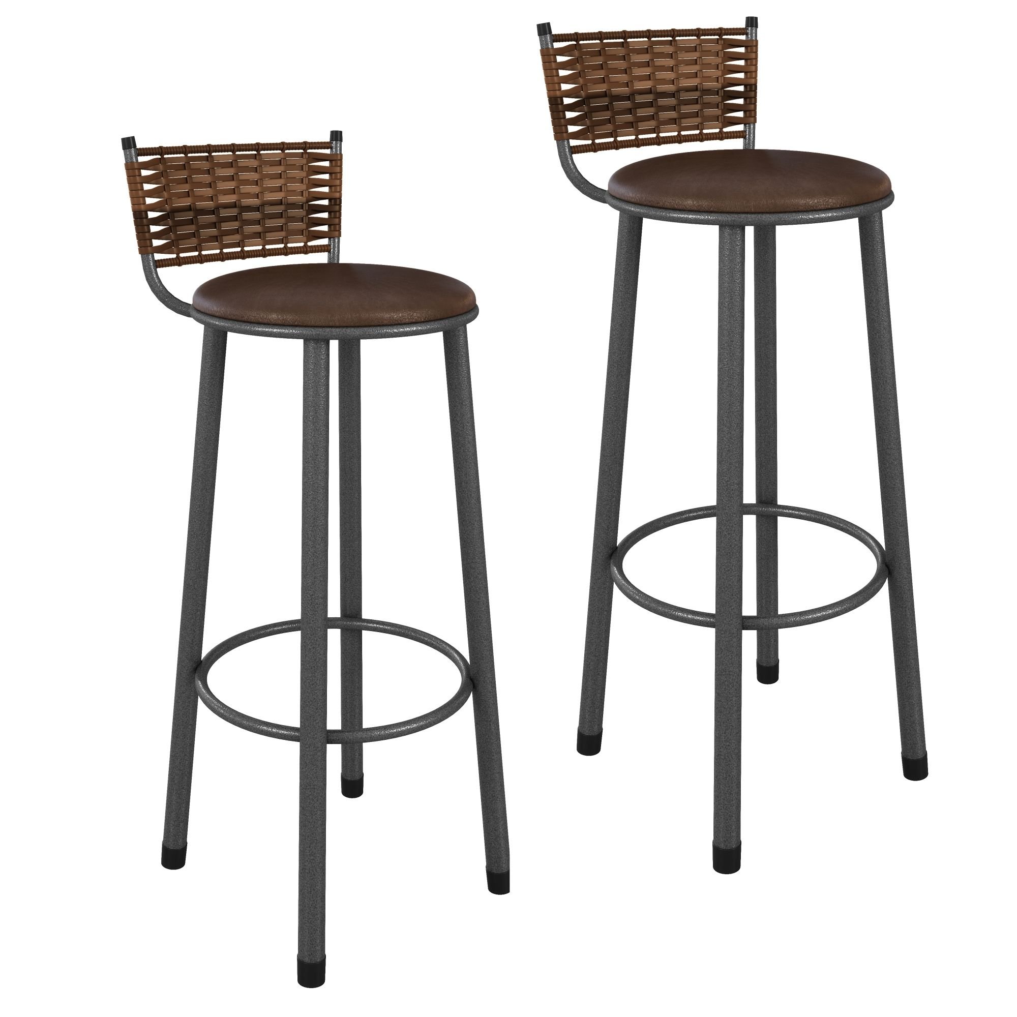 Kit 2 Banquetas De Aço Para Cozinha Bete Prata/marrom
