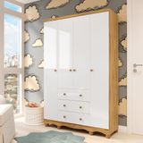 Guarda-roupa De Bebê 4 Portas E 3 Gavetas 100% Mdf Mimo