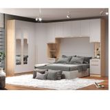 Quarto Modulado 3 Guarda Roupas 2 Mesas De Cabeceira 1 Módulo Ponte Aéreo San Diego Aveiro Oak/cinza Urbano