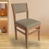 Cadeira Madeira Maciça Estofada Para Sala De Jantar Topázio Natural/bege