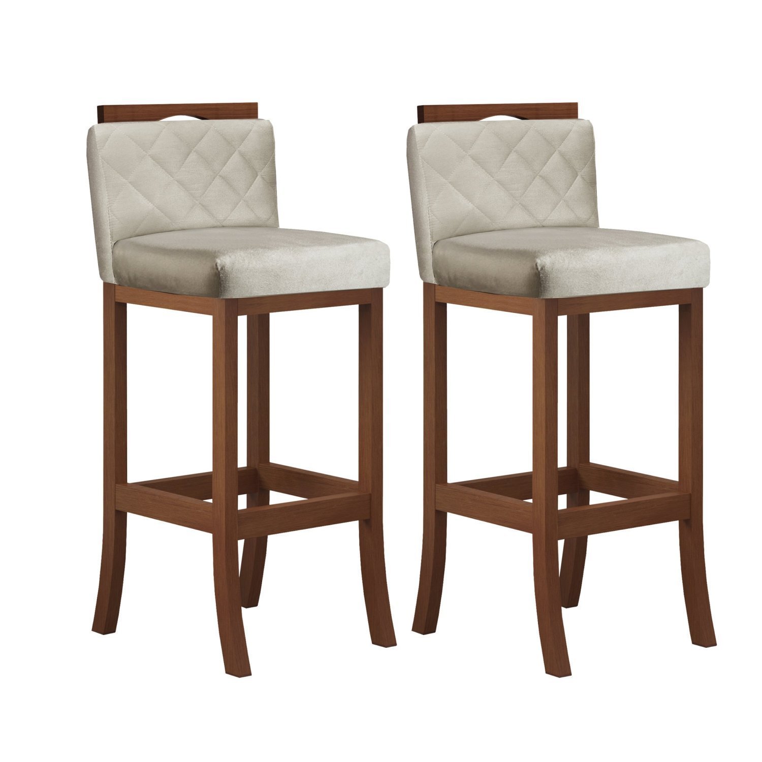 Kit Com 2 Banquetas Média Com Matelassê Pinhão