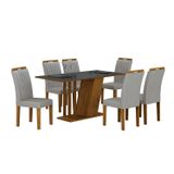 Conjunto Sala De Jantar Com 6 Cadeiras Miami Yescasa Freijó/cinza/prata