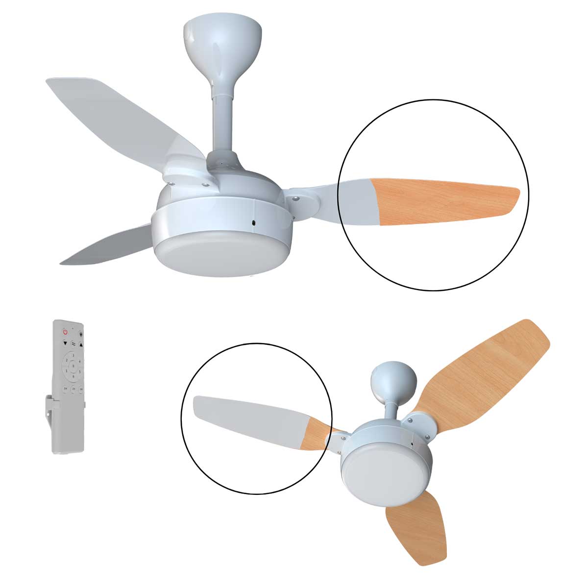 Ventilador de Teto Ventisol Legacy 3P Branco e Branco com Bege Bivolt com Controle Remoto