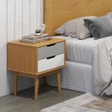 Mesa De Cabeceira 2 Gavetas Nórdica Yescasa Roble/cinza/branco