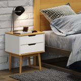 Mesa De Cabeceira 2 Gavetas Nórdica Yescasa Roble/branco