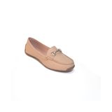 Mocassim Feminino Couro Detalhe Aplique Casual Moda Conforto Bege 34