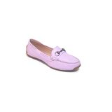 Mocassim Feminino Couro Detalhe Aplique Casual Moda Conforto Lilás 34