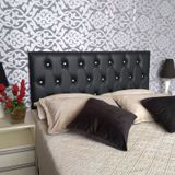 Cabeceira Painel Capitonê Luna Corino Preto com Strass KING 195 x 60