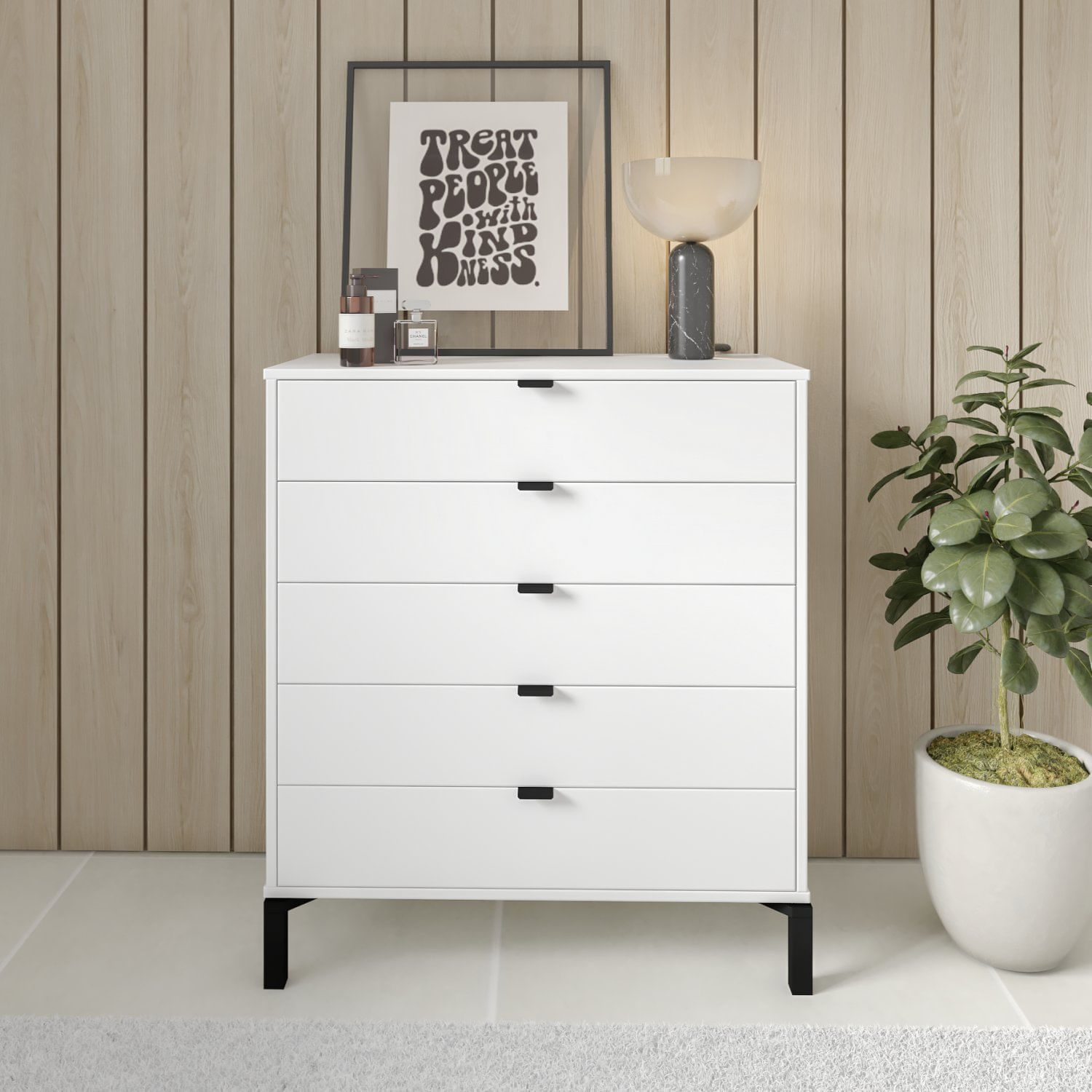 Cômoda Falkk Queens 5 Gavetas Branco