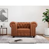 Poltrona Chesterfield Jared Couro Sintético Yescasa Marrom Facto Modena