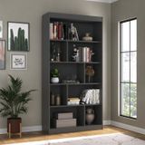 Estante Para Livros 4 Prateleiras 9 Nichos Home Office Espresso Móveis Grafite