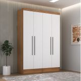 Guarda-roupa Modulado Viena 4 Portas 4 Gavetas 2 Peças Espresso Móveis Nogal/branco