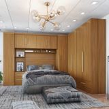Quarto De Casal Completo 5 Peças 6 Portas 4 Gavetas Com Maleiro Smart Plus Cinamomo