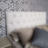 Cabeceira Painel Capitonê Luna Corino Branco com Strass Casal 140 x 60