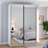 Guarda-roupa Modulado Solteiro 1,60m 2 Portas De Correr Com Espelhos 3 Gavetas 100% Mdf Attuale Branco