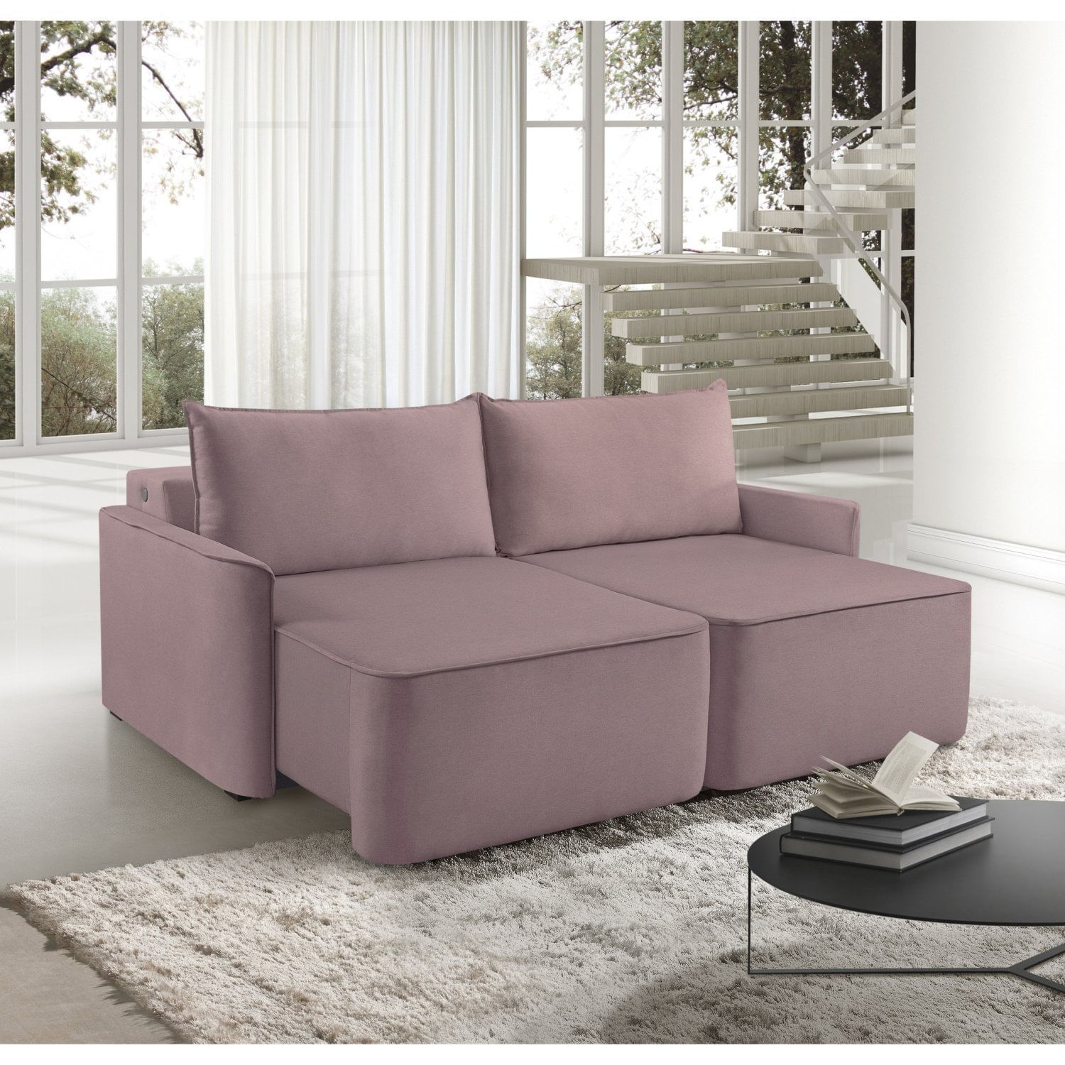 Sofá Retrátil 260cm Com Kit Entrada Usb 4 Lugares Moon 2326