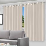 Cortina Blackout Bege 280x250cm Com Ilhós Sala E Quarto