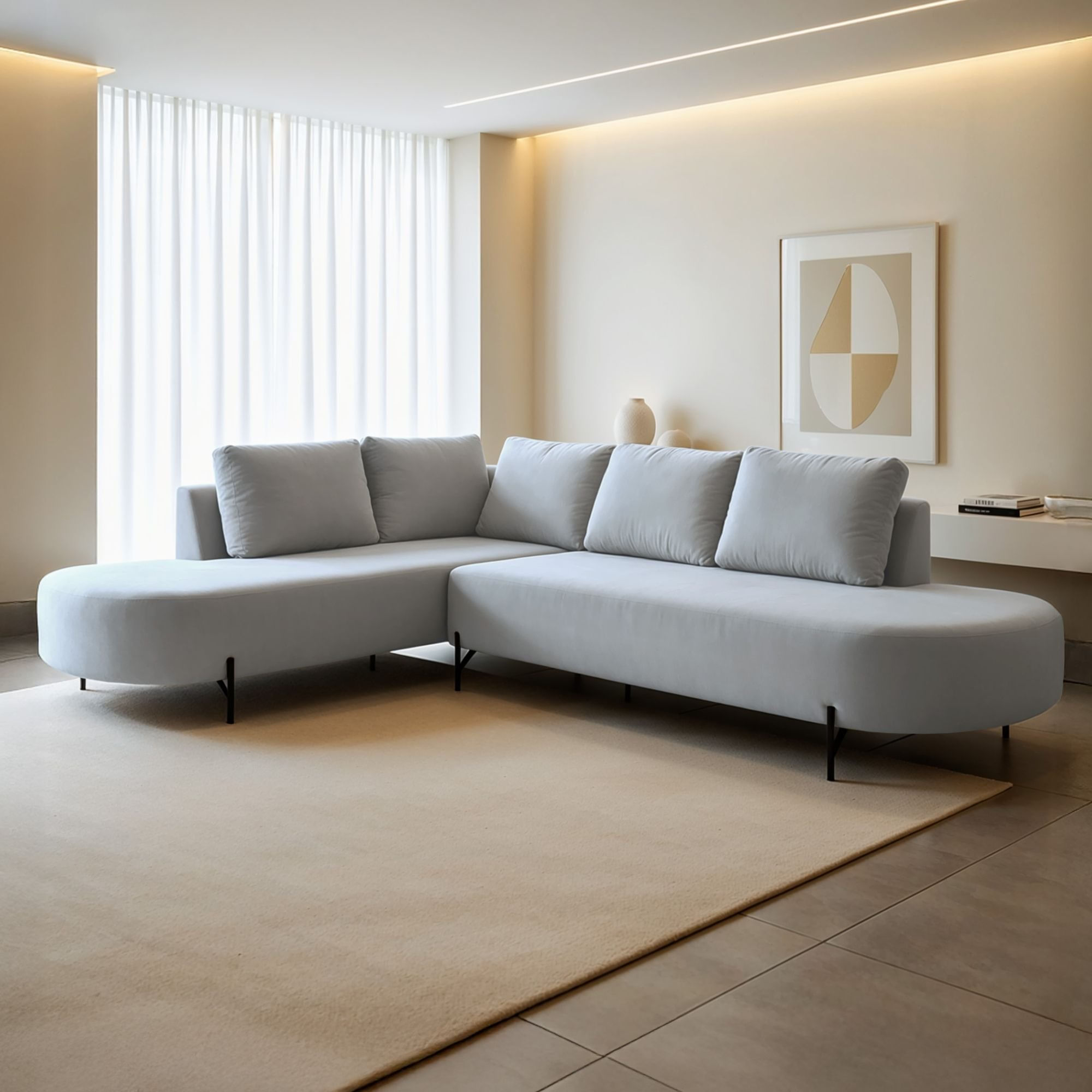 Sofá De Canto Boreal Base De Ferro Esquerdo