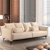 Sofá Living Com Almofadas Solta Mm Top 220cm Ácacia Bege