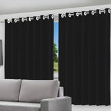 Cortina Blackout Preto 280x280cm Com Ilhós Sala E Quarto